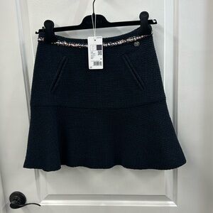 Chanel Navy Blue Cotton Tweed Skirt